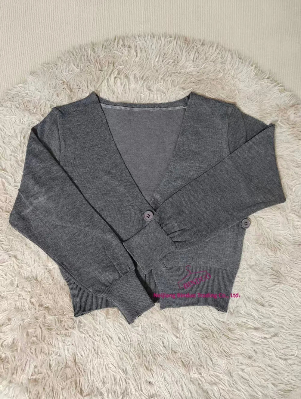 Plain Versatile Base Sweater V - neck Short Knit Cardigan Slim - fit Long Sleeve Short Top - Zeprah