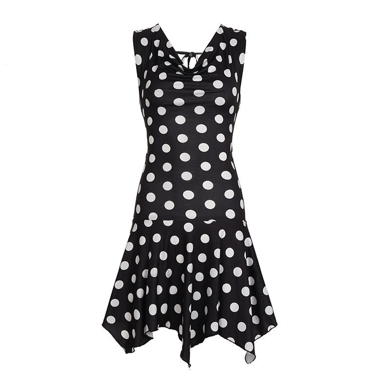 Playful Black & White One - Shoulder Polka Dot Mini Dress - Zeprah