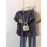 Plus Size 5XL Women's Loose New Short Sleeve Cat Print V - Neck Regular Shoulder T-Shirt Ruched Waist Curved Hem Top - Zeprah