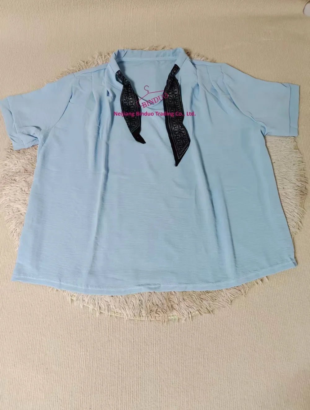 Plus Size Chic Lazy Style French Short - sleeved T-shirt Women's Summer New Outer Wearing Top - Zeprah