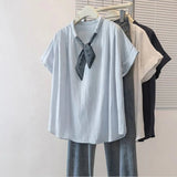 Plus Size Chic Lazy Style French Short - sleeved T-shirt Women's Summer New Outer Wearing Top - Zeprah