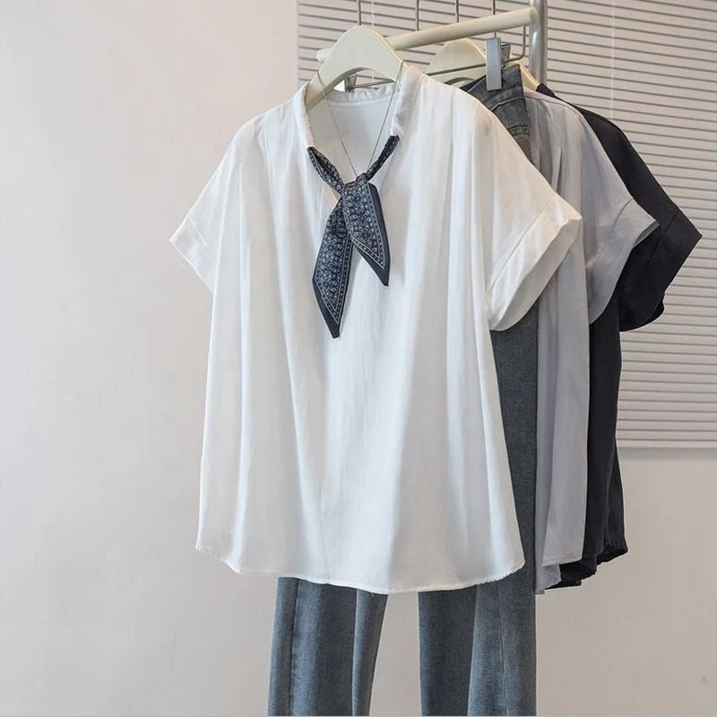 Plus Size Chic Lazy Style French Short - sleeved T-shirt Women's Summer New Outer Wearing Top - Zeprah