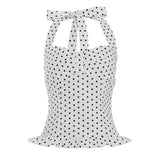 Polka Dot Color Block Halter Neck Tank Top with Sweet Lace Hem Eco - Friendly Breathable Woven Fabric Fresh Minimalist Style - Zeprah