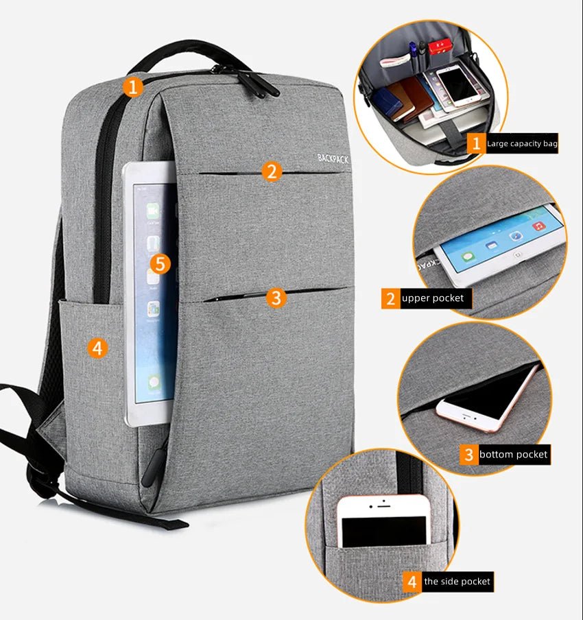 Polyester Waterproof USB Charging Laptops Backpack Business Laptop Backpack Bag - Zeprah
