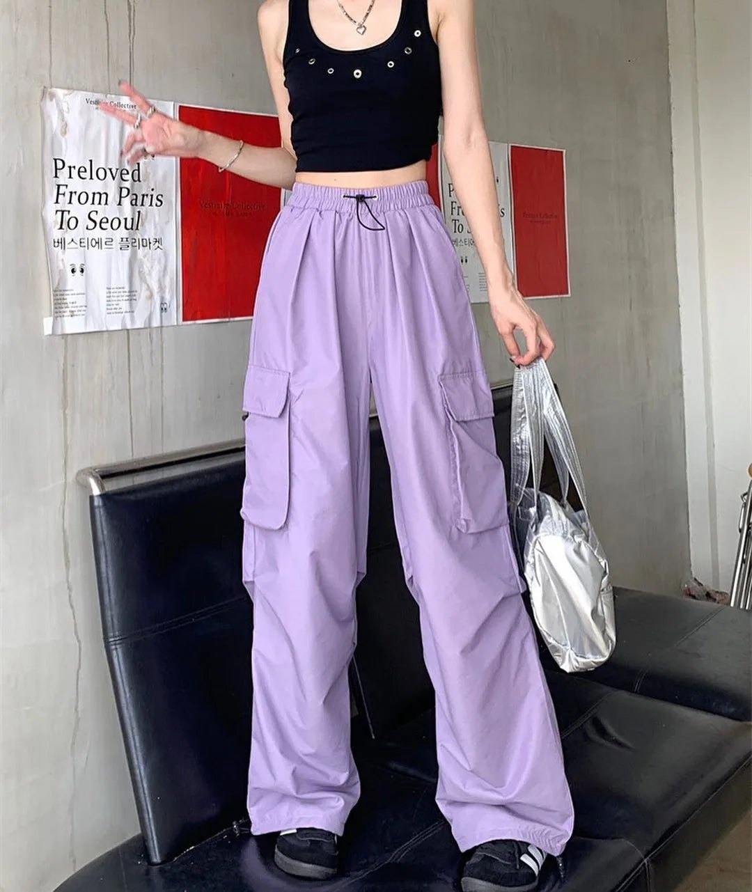 Popular Cargo Trousers Loose - fit Vintage Slacks Sporty Long Pants - Zeprah