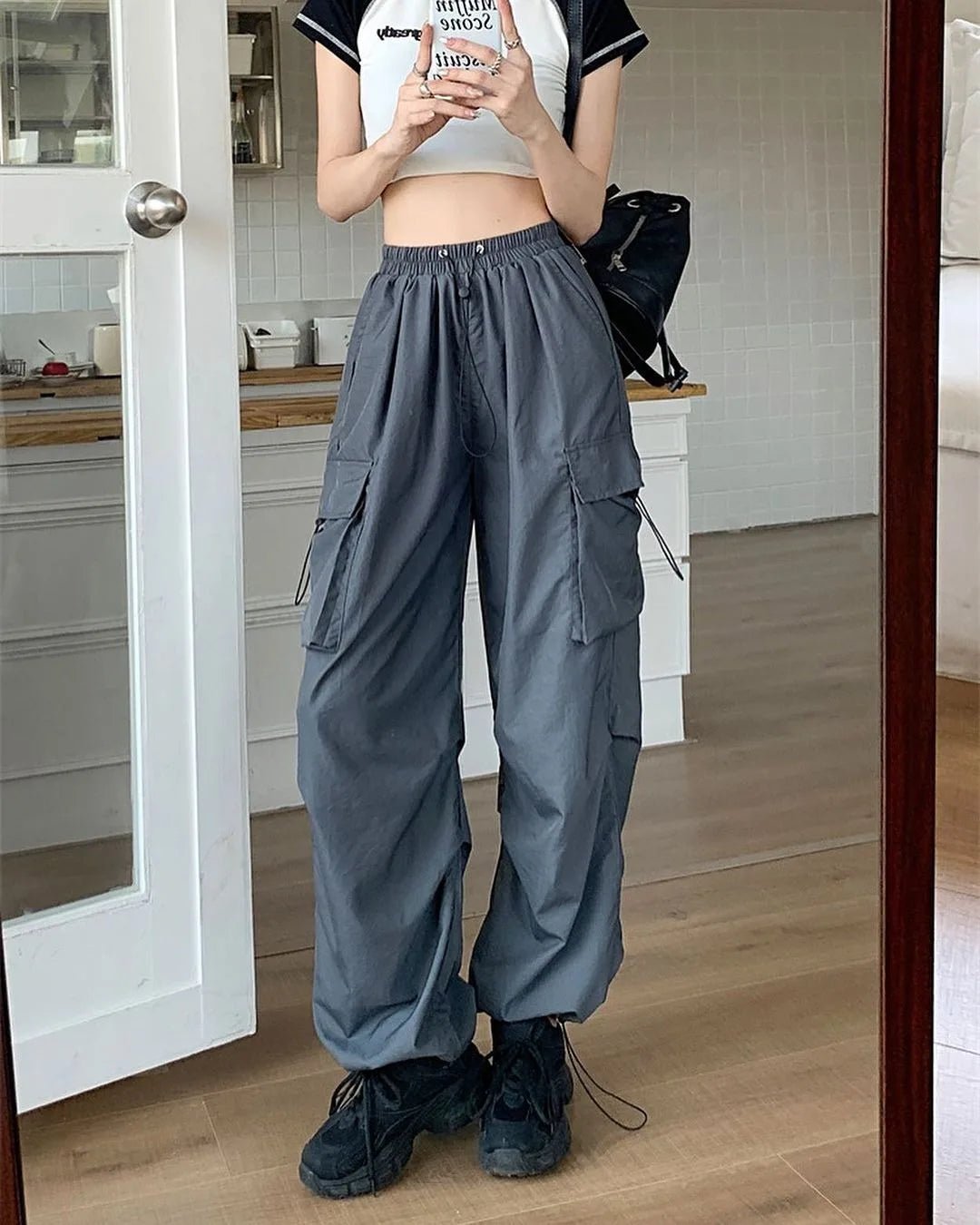 Popular Cargo Trousers Loose - fit Vintage Slacks Sporty Long Pants - Zeprah