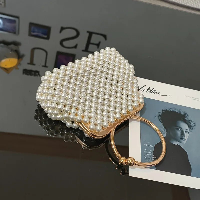Popular DIY Handmade Solid Color Curved Rhinestone Acrylic Beaded Evening Clutch Bag Fashion Make Up Bag - Zeprah