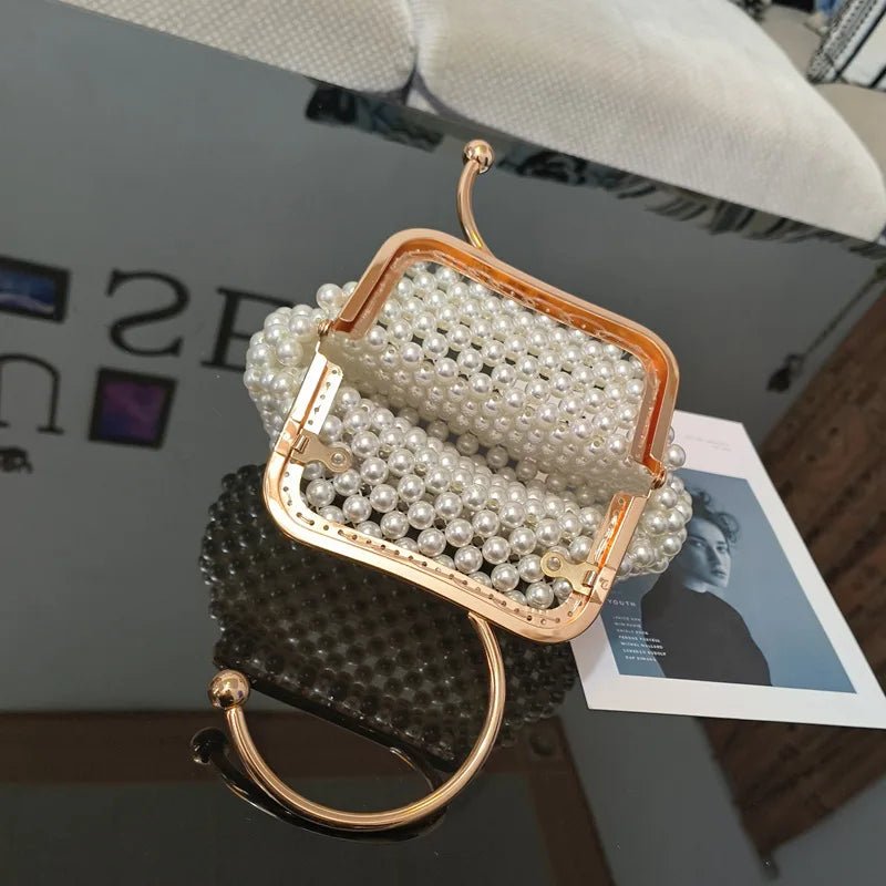 Popular DIY Handmade Solid Color Curved Rhinestone Acrylic Beaded Evening Clutch Bag Fashion Make Up Bag - Zeprah