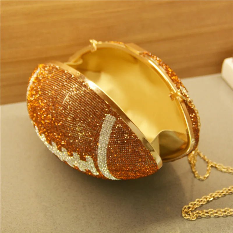 Popular New Trending Funny Football Purses Handbags for Women Luxury Bling Rhinestone Clutch Handbag Evening Bags - Zeprah