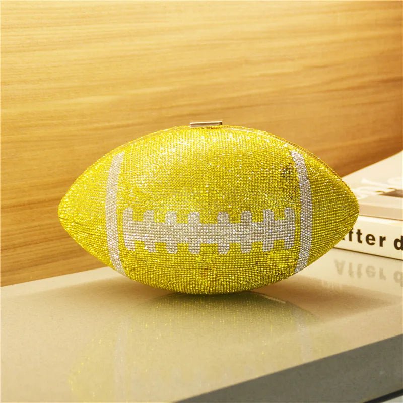 Popular New Trending Funny Football Purses Handbags for Women Luxury Bling Rhinestone Clutch Handbag Evening Bags - Zeprah