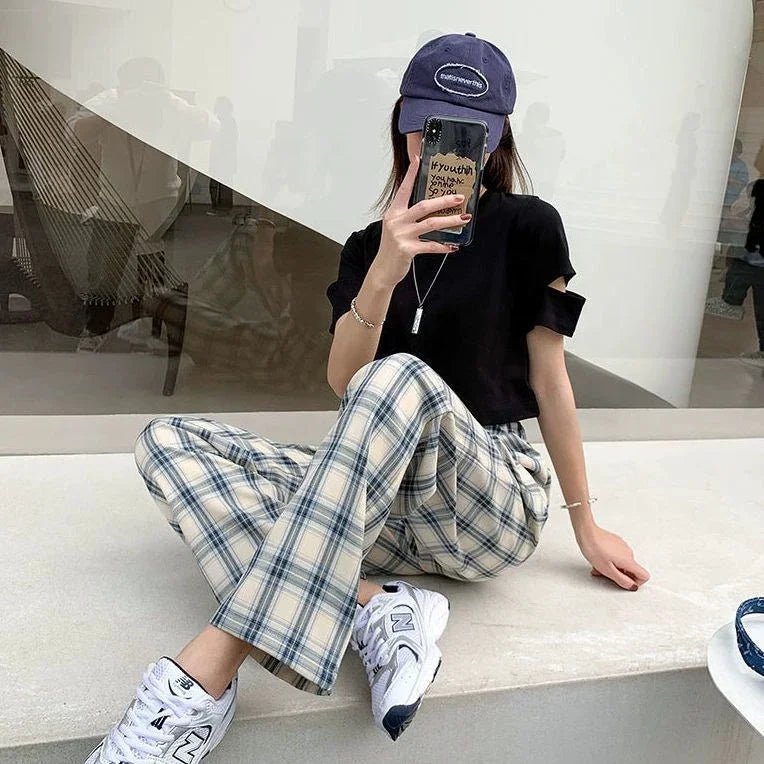 Popular Trousers Simple Summer Women's Trousers Checked Pants - Zeprah