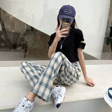 Popular Trousers Simple Summer Women's Trousers Checked Pants - Zeprah