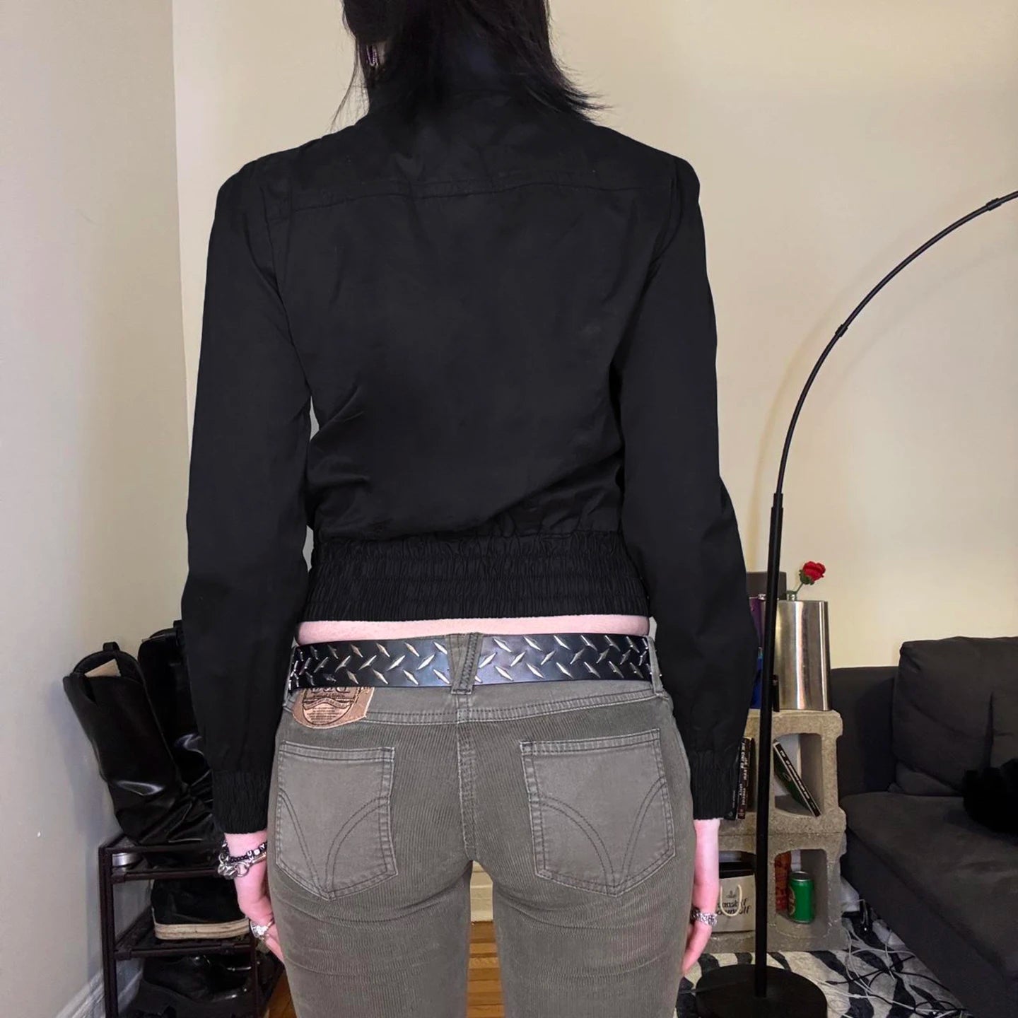 Premium Women's Stand Collar Oversized Pleated Jacket, Black Zip Pocket Warm Thermal Coat High Quality Outerwear - Zeprah