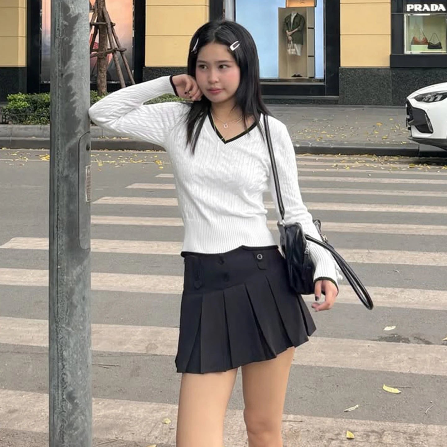 Preppy Style Women's Sweater Solid Color V - Neck Cable Knit Long Sleeve Casual Fashion Pullover - Zeprah