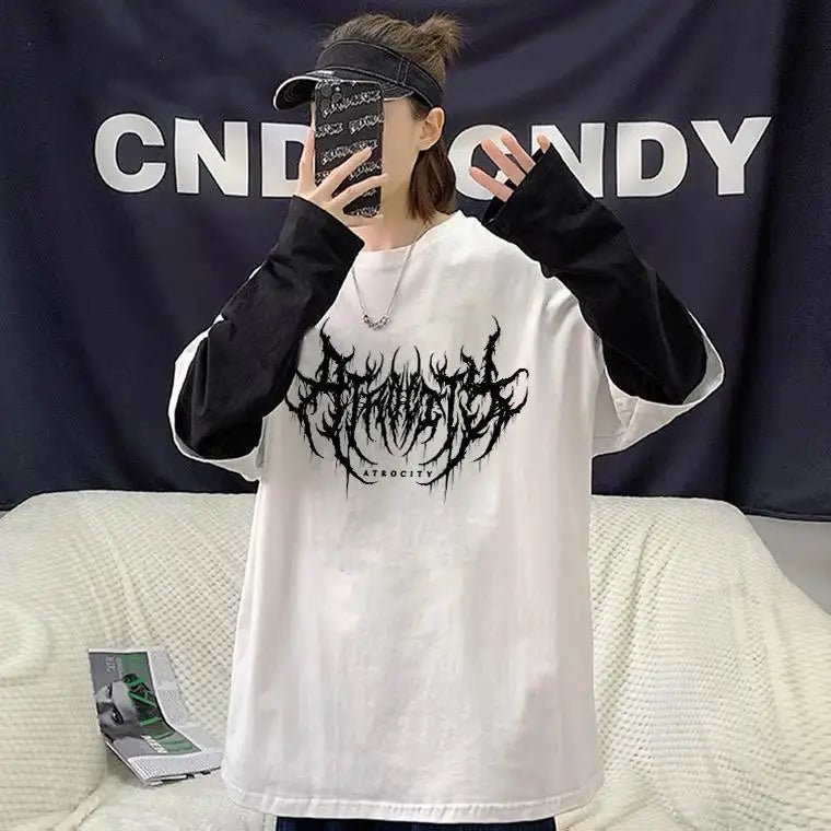 Printed Long Sleeve T-shirt Loose - fit Long - sleeved Top Unique Long Sleeve Short Top - Zeprah