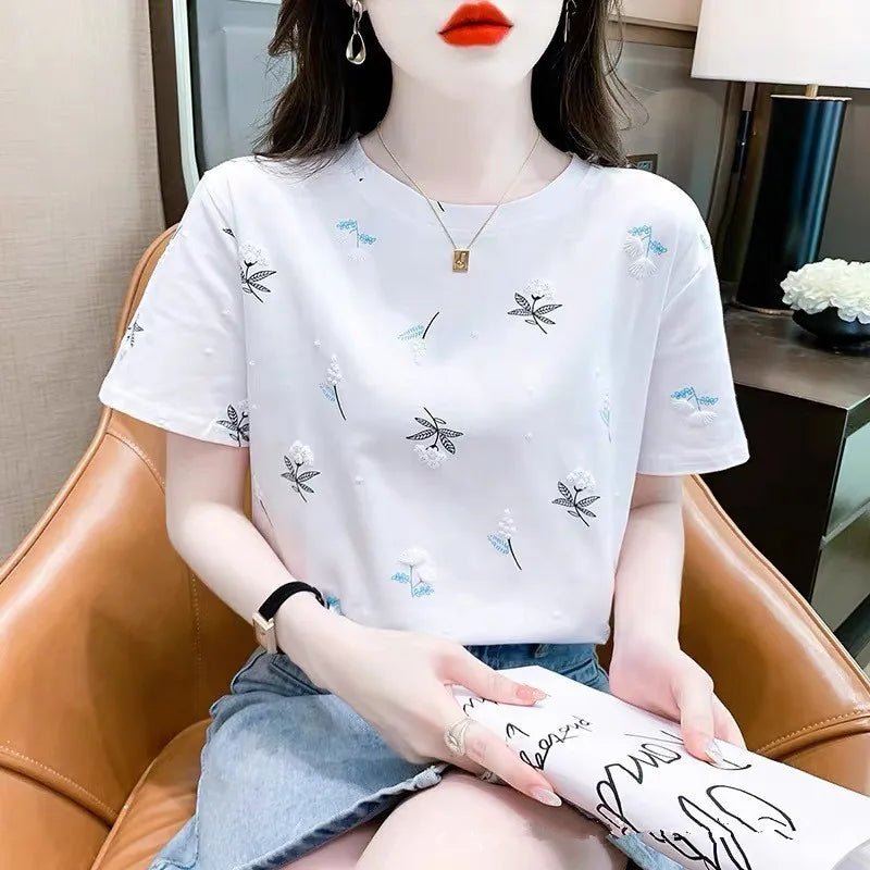 Printed Tops for Women Classic Fashionable Women's Clothing Loose Short Sleeve T-shirt - Zeprah