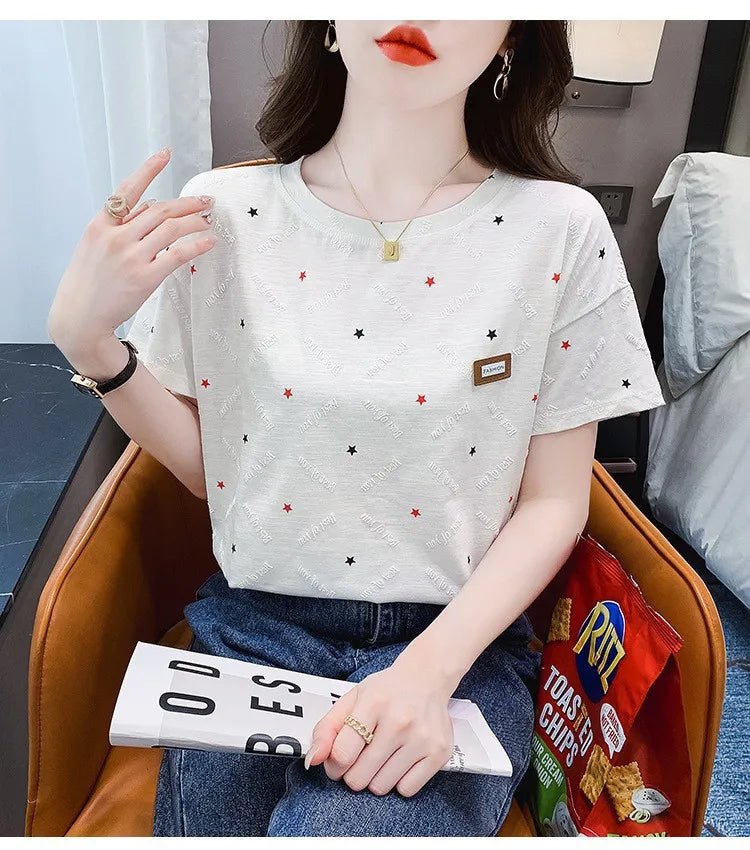 Printed Tops for Women Classic Fashionable Women's Clothing Loose Short Sleeve T-shirt - Zeprah