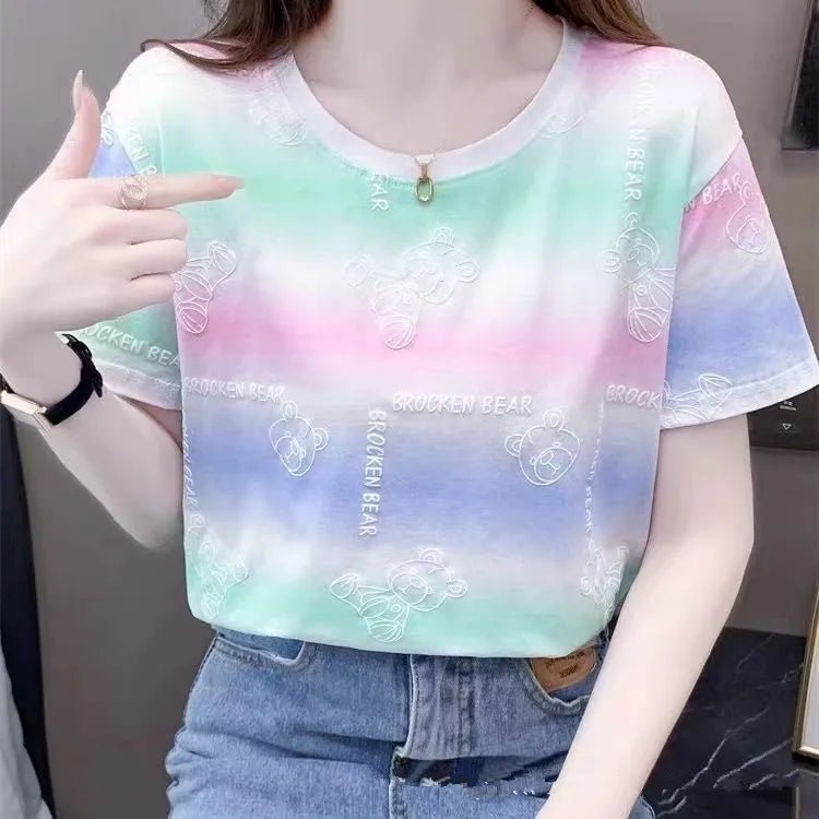 Printed Tops for Women Classic Fashionable Women's Clothing Loose Short Sleeve T-shirt - Zeprah