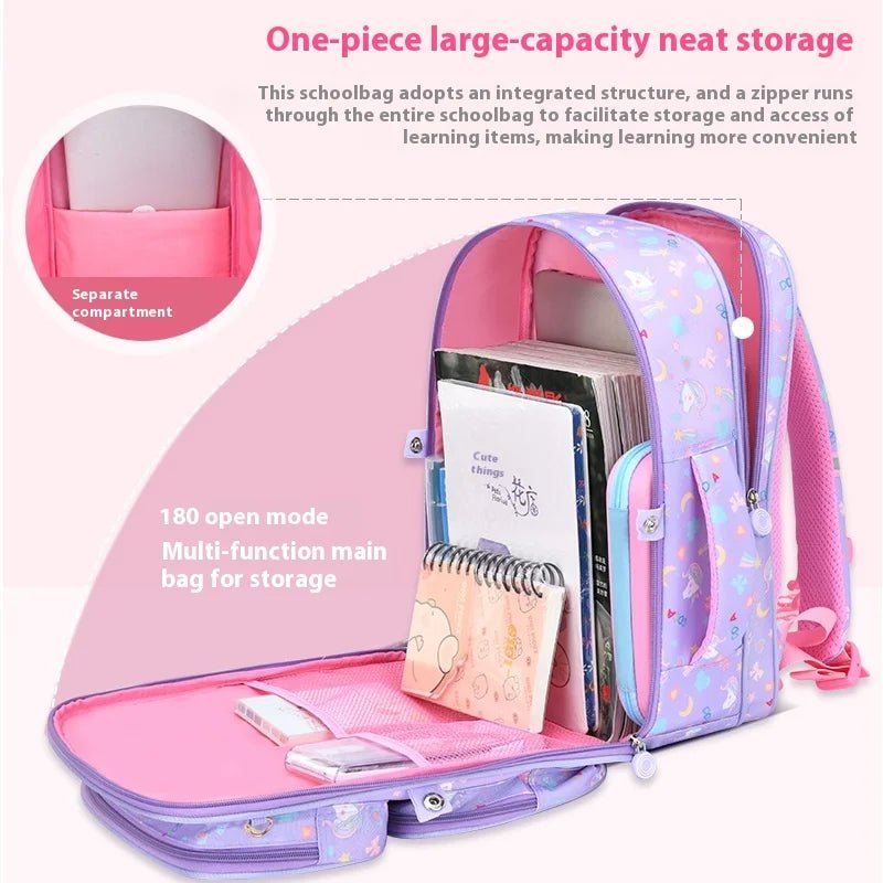 Protection Lightweight for Girls Double Shoulder Bag Waterproof Nylon Backpack for Elementary School Students - Zeprah