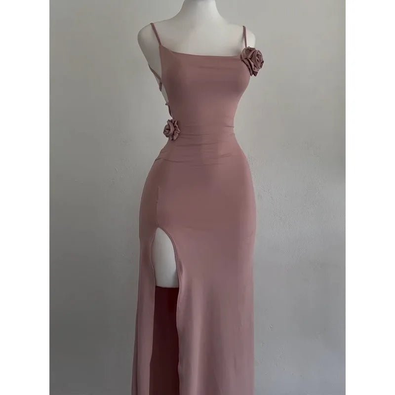 Pure Desire Backless Three - dimensional Flower Sling Dress New Women's Summer Niche Design Waist Hip Tube - length Dress - Zeprah