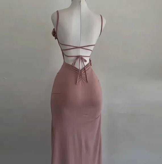 Pure Desire Backless Three - dimensional Flower Sling Dress New Women's Summer Niche Design Waist Hip Tube - length Dress - Zeprah