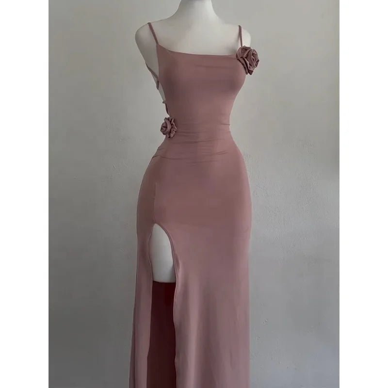 Pure Desire Backless Three - dimensional Flower Sling Dress New Women's Summer Niche Design Waist Hip Tube - length Dress - Zeprah