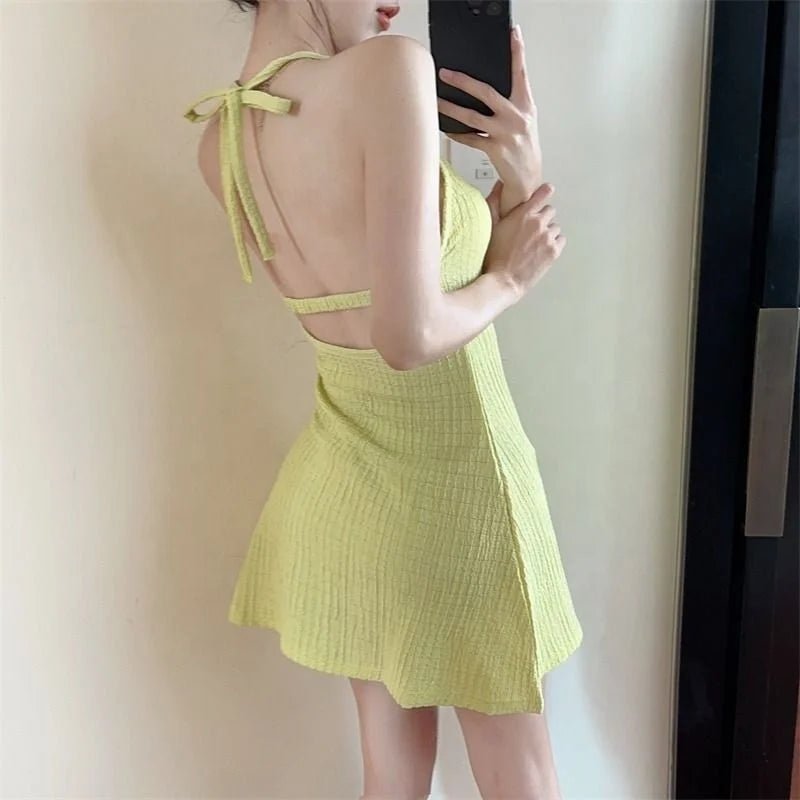 Pure Desire Spice Girl V - neck Women's Dress Sleeveless Sexy Backless A - Line Mini Dress - Zeprah