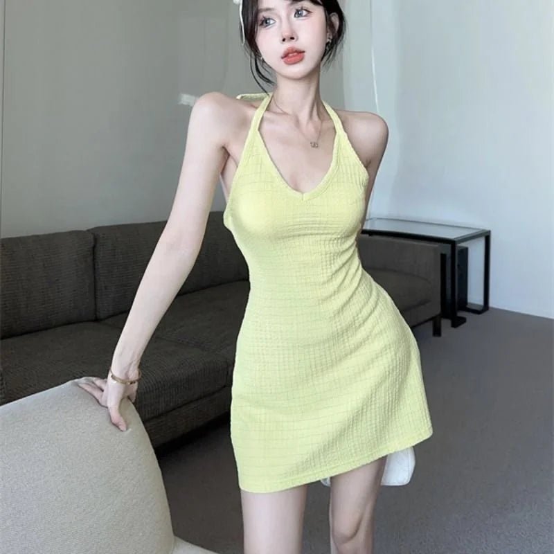 Pure Desire Spice Girl V - neck Women's Dress Sleeveless Sexy Backless A - Line Mini Dress - Zeprah