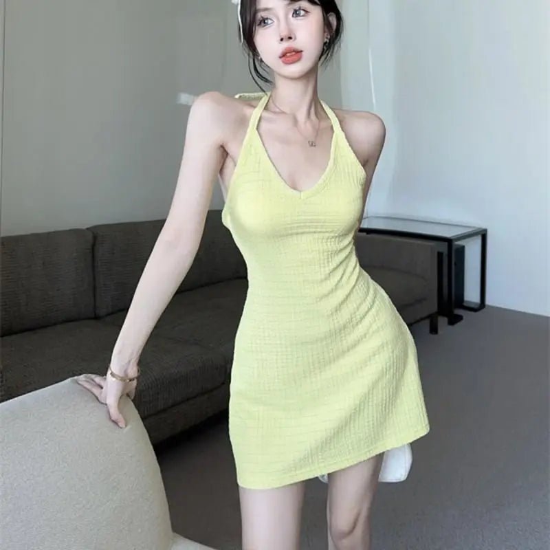 Pure Desire Spice Girl V - neck Women's Dress Sleeveless Sexy Backless A - Line Mini Dress - Zeprah
