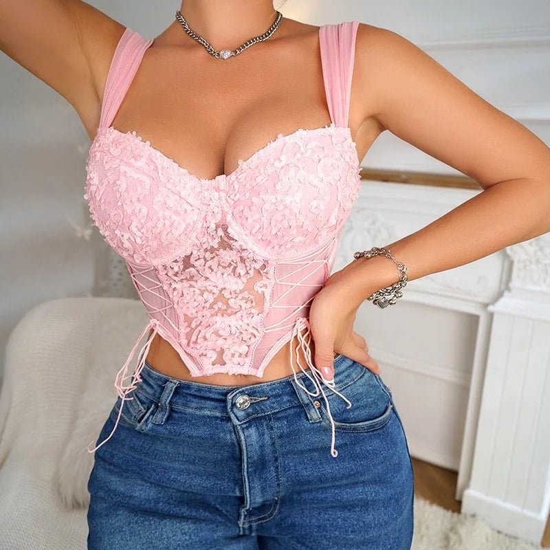 Push up Sheer Spaghetti Straps Going Out Women's tank Tops Crop Tops for Women Women's Underwear - Zeprah