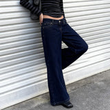 Raw Denim Solid Formal Breathable Eco - Friendly Jeans Mid Rise Relaxed Straight Leg Pants Vintage Wash - Zeprah