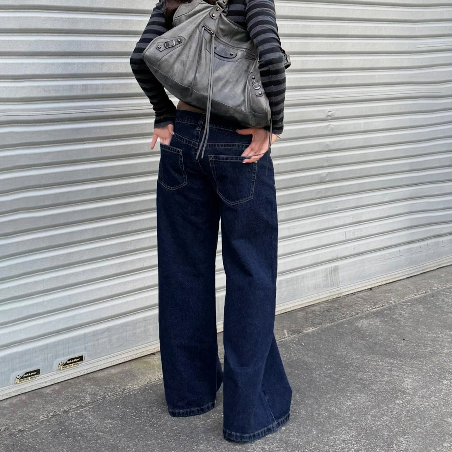 Raw Denim Solid Formal Breathable Eco - Friendly Jeans Mid Rise Relaxed Straight Leg Pants Vintage Wash - Zeprah