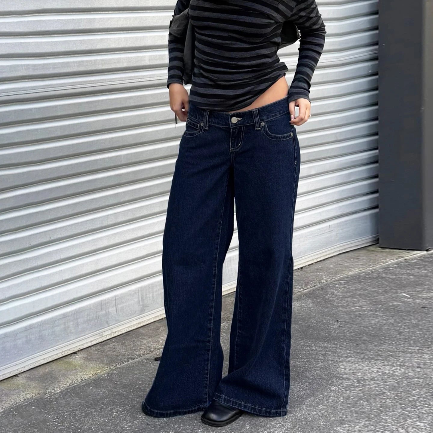 Raw Denim Solid Formal Breathable Eco - Friendly Jeans Mid Rise Relaxed Straight Leg Pants Vintage Wash - Zeprah