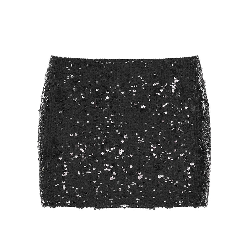 Red Sequin Bodycon Mini Skirt Low - Rise Club Party Skirt for Women - Zeprah