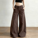 Relaxed Fit Jeans Women Curved Hem Washed Denim Pants Slimming High Waisted Casual Basic Solid - Zeprah