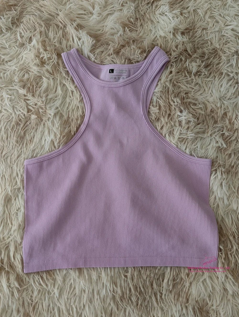 Ribbed Racer Back Round Neck Sports I - shaped Short Vest Bra Crop Top - Zeprah