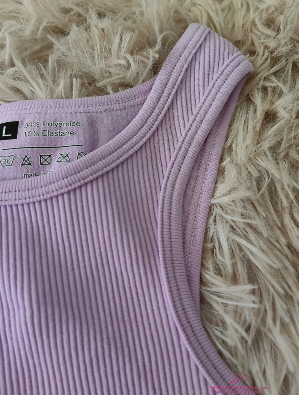 Ribbed Racer Back Round Neck Sports I - shaped Short Vest Bra Crop Top - Zeprah