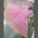 3 pc sequence Embroidery long Chiffon Maxi