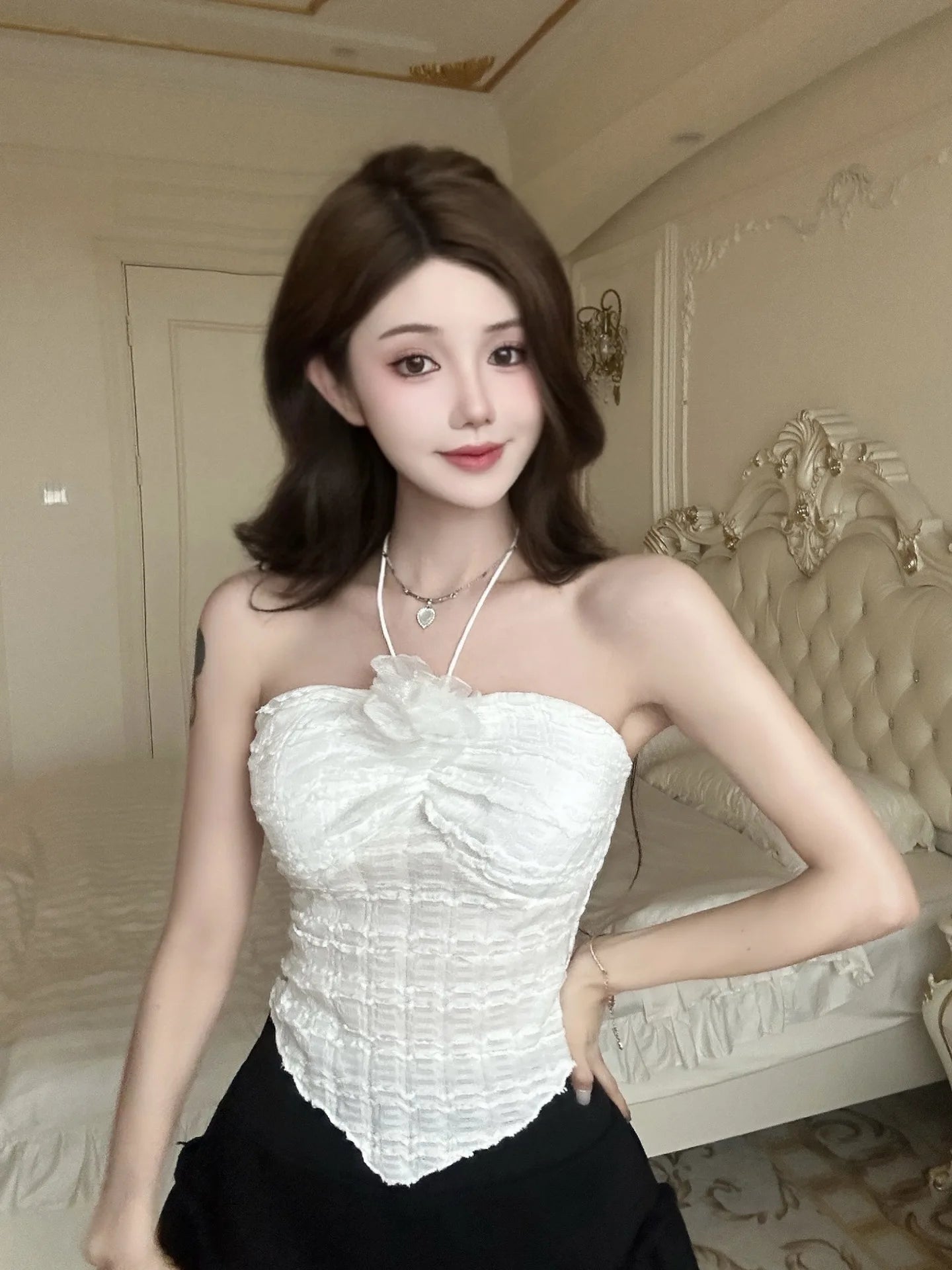 Rose Cropped Top Summer Basic tank Top Popular Women's Tanks Camis - Zeprah