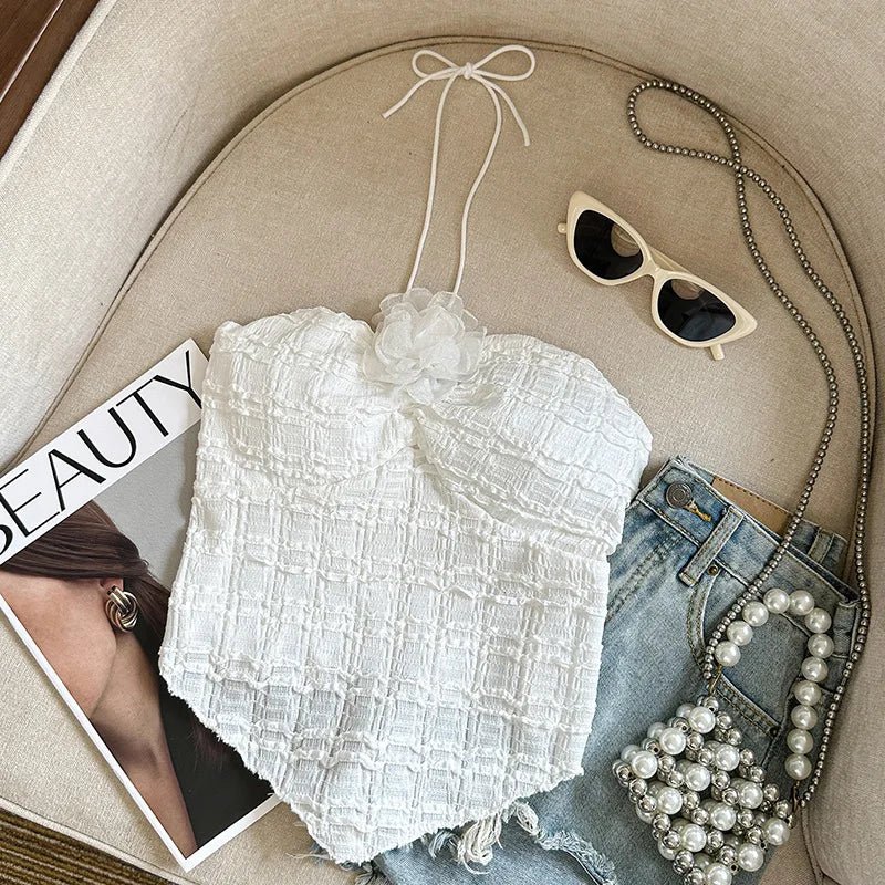 Rose Cropped Top Summer Basic tank Top Popular Women's Tanks Camis - Zeprah