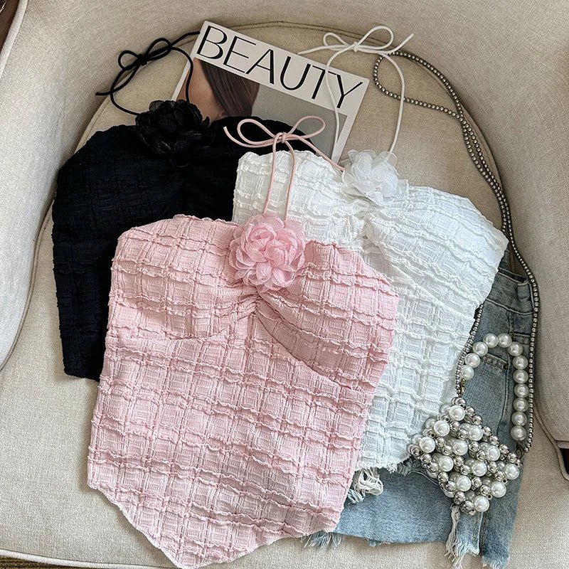 Rose Cropped Top Summer Basic tank Top Popular Women's Tanks Camis - Zeprah