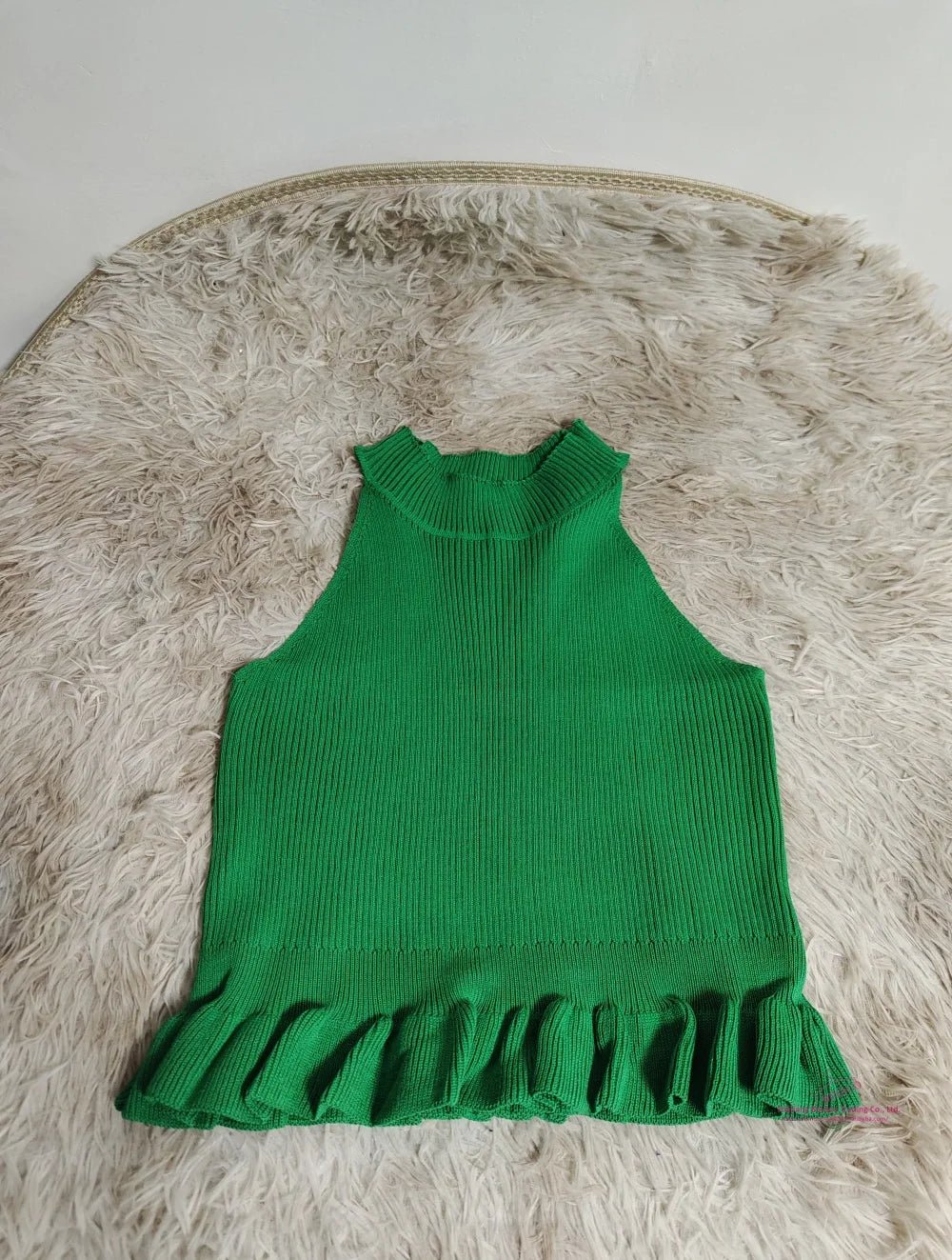 Round Neck Tank Top for Women Knitted Camisole Flounce Going Out Tops - Zeprah