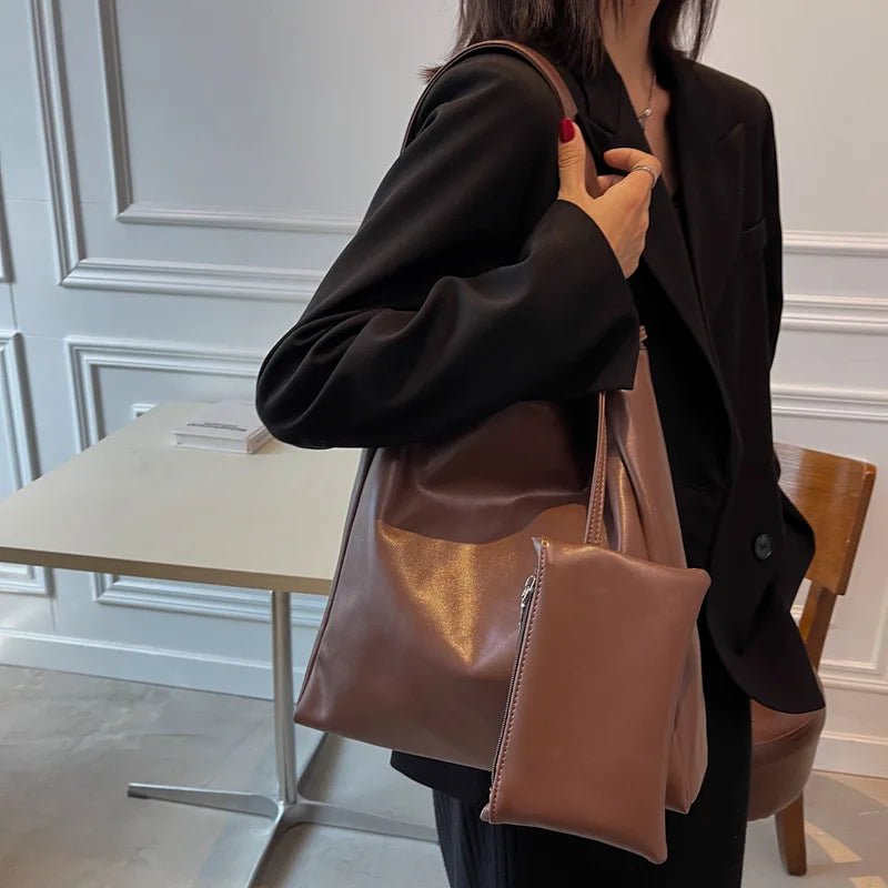 Sac a Main Femme Large Capacity Leather Combo Luxury Handbags for Women Fashion Shoulder Armpit Purses Ladies Hand Bags - Zeprah