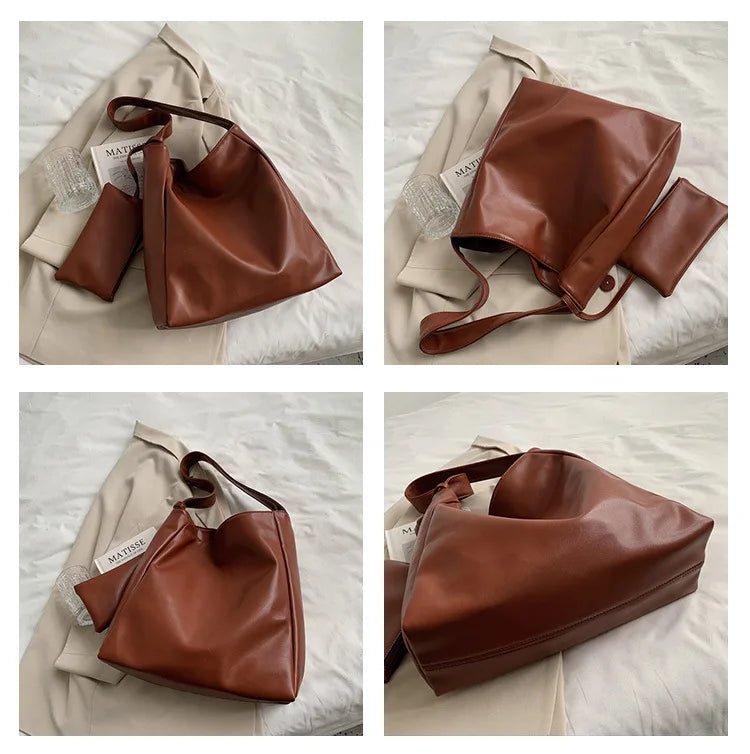Sac a Main Femme Large Capacity Leather Combo Luxury Handbags for Women Fashion Shoulder Armpit Purses Ladies Hand Bags - Zeprah