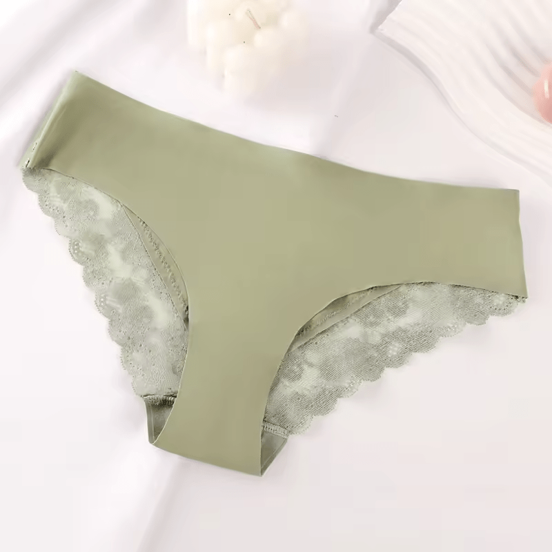 Sage color High - Cut Sheer Lace Underwear | Mid - Rise Mesh Briefs - Zeprah