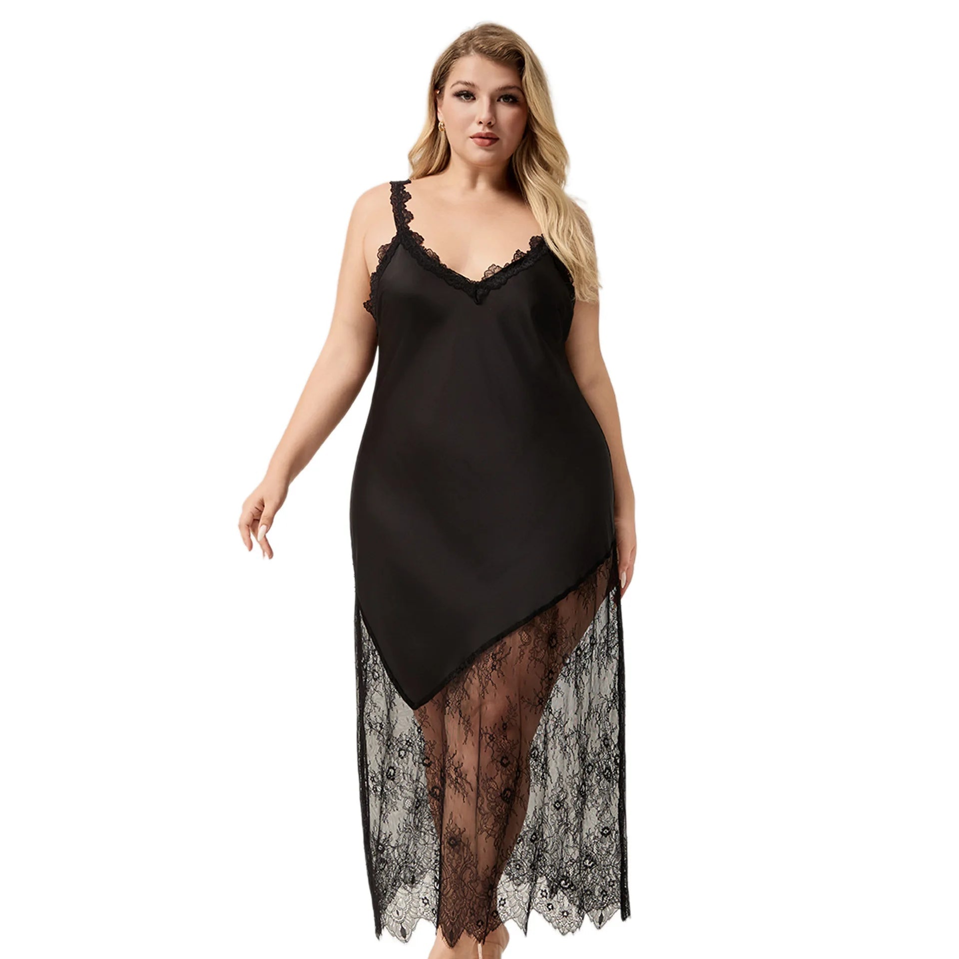 Satin Camisole Nightgown Women Summer Lace Sexy Backless Long Homewear - Zeprah