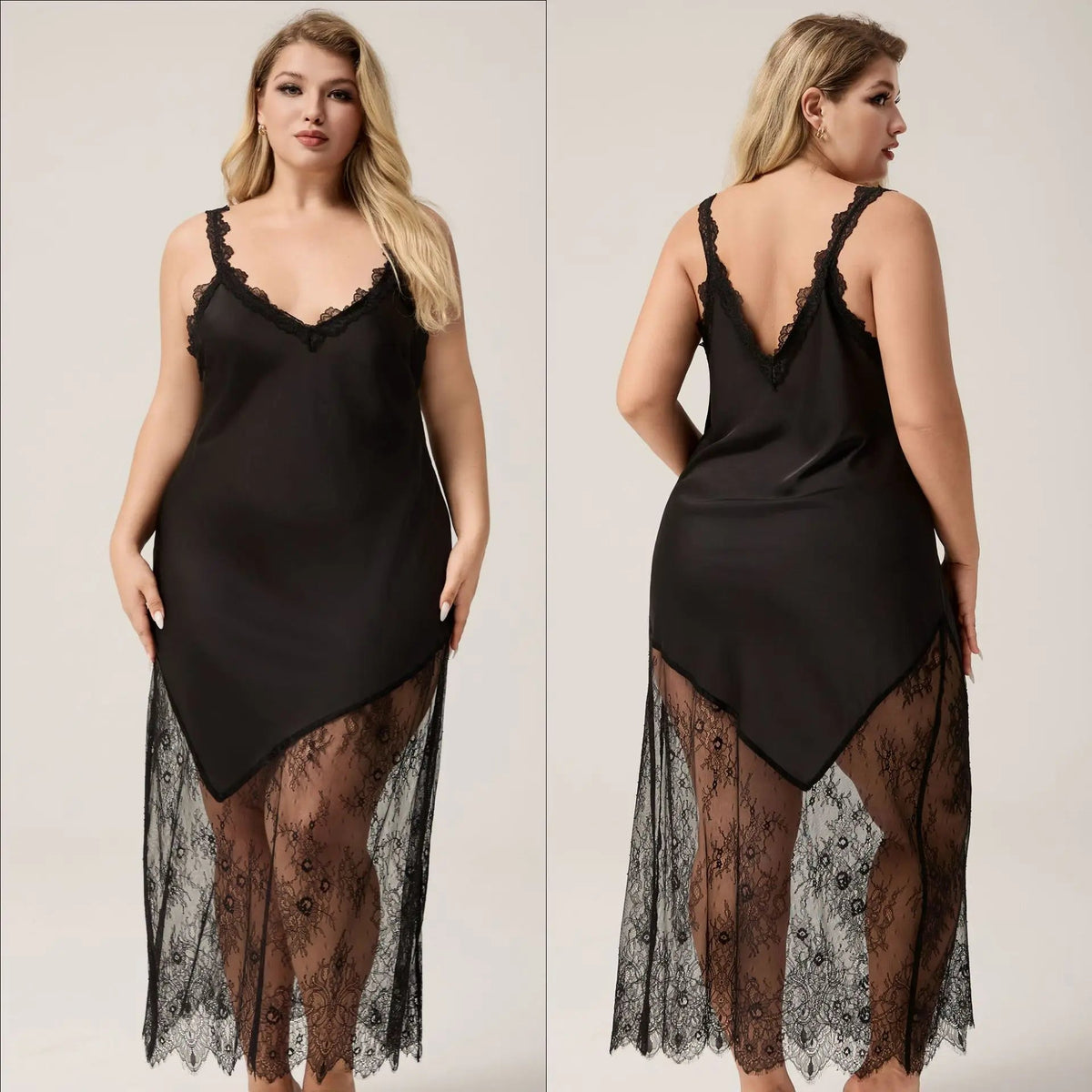 Satin Camisole Nightgown Women Summer Lace Sexy Backless Long Homewear - Zeprah