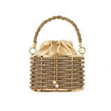 Sequin Mini Tote for Ladies Handheld Style with Unique Pattern New Handmade Hollow Metal Cage Bucket Flannel Evening Bag - Zeprah