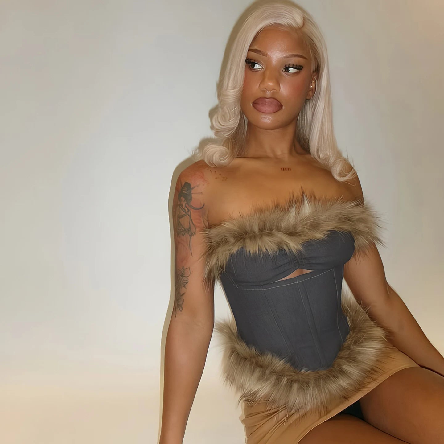 Sexy Backless Corset Top Feather Trim Lace - Up Cutout Bodycon Bustier for Party Clubwear - Zeprah