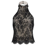 Sexy Backless Slim Fit Eco - Friendly Breathable Gothic Lace Turtleneck Tank Top - Zeprah